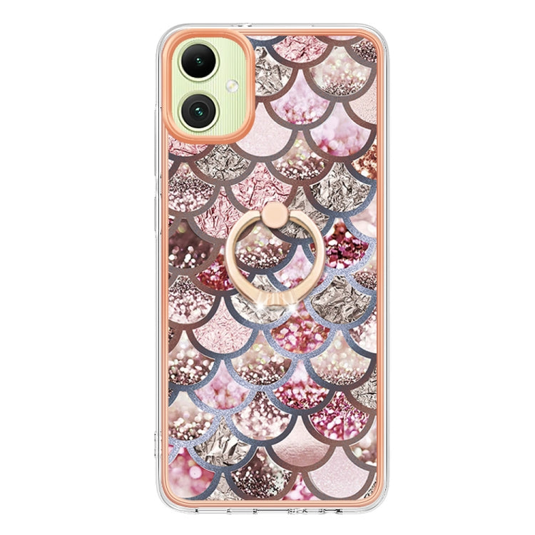 Caja de teléfono Samsung Galaxy A05 Imd TPU con Galvanoplastia con Anillo (Escamas Rosadas)