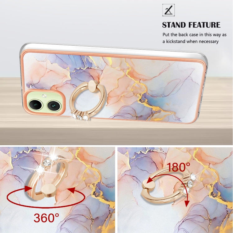 Caja de Teléfono Samsung Galaxy A05 Imd TPU con Galvanoplastia y Anillo (Mármol Blanco)