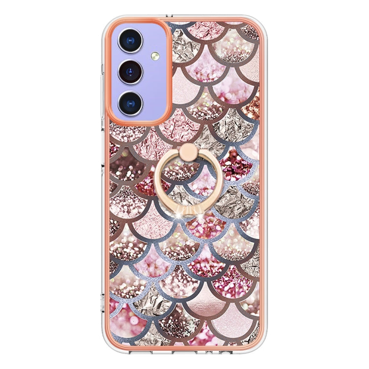 Caja de Teléfono Samsung Galaxy A15 5G Imd TPU con Galvanoplastia con Anillo (Escamas Rosadas)