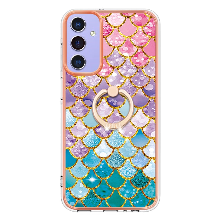Caja de Teléfono Samsung Galaxy A15 5G Imd TPU con Galvanoplastia y Anillo (Escamas de Colores)