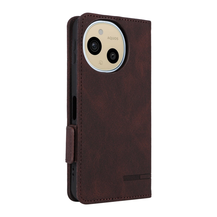 Funda de Cuero para Sharp Aquos Sense9 con Cierre Magnético (Marrón)