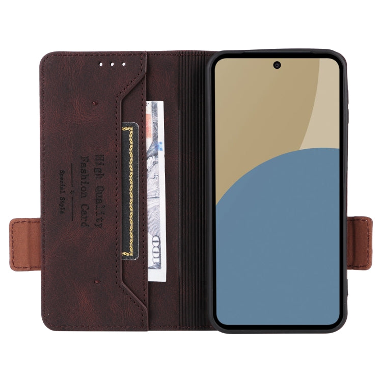 Funda de Cuero para Sharp Aquos Sense9 con Cierre Magnético (Marrón)