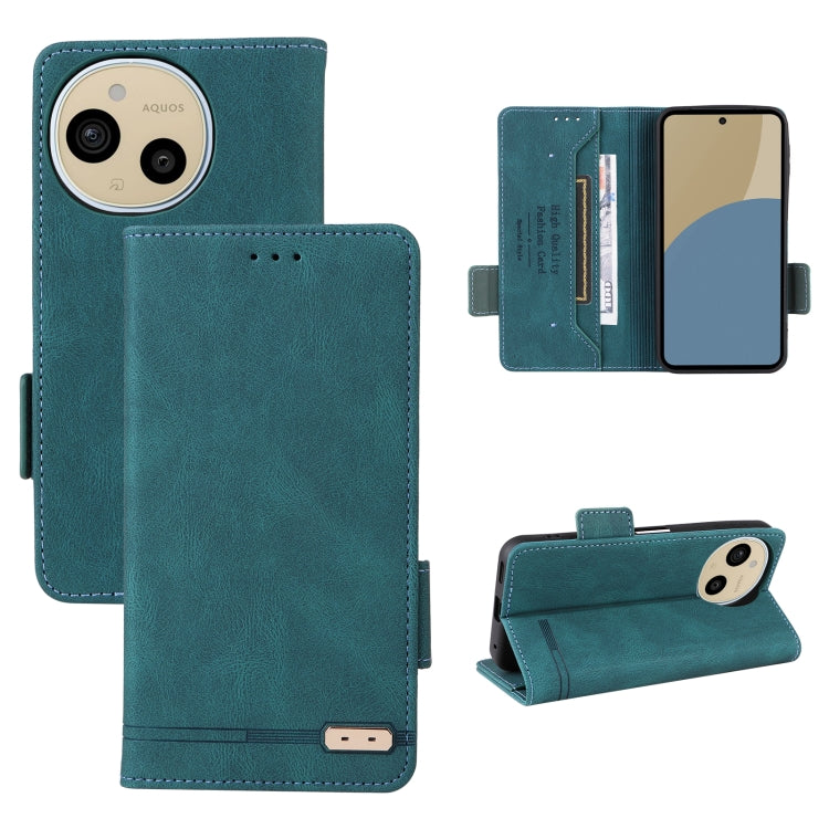 Funda de Cuero para Sharp Aquos Sense9 con Cierre Magnético (Verde)