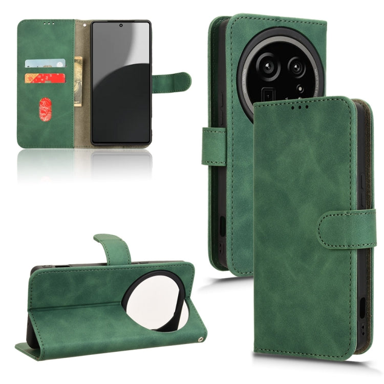 Funda de Cuero para Sharp Aquos R9 con Tapa Magnética y Tacto Agradable (Verde)