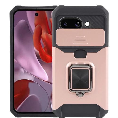 Funda Protectora para Cámara y Ranura para Tarjetas Google Pixel 9A PC y TPU (Oro Rosa)