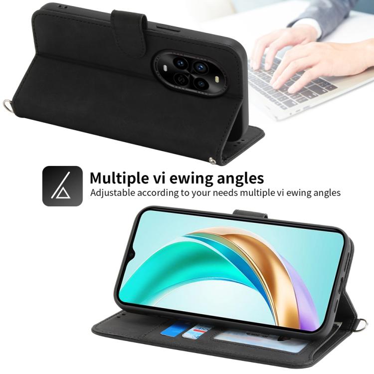 Funda de Cuero con Relieve de Flores para Huawei Nova 13 Pro (Negra)