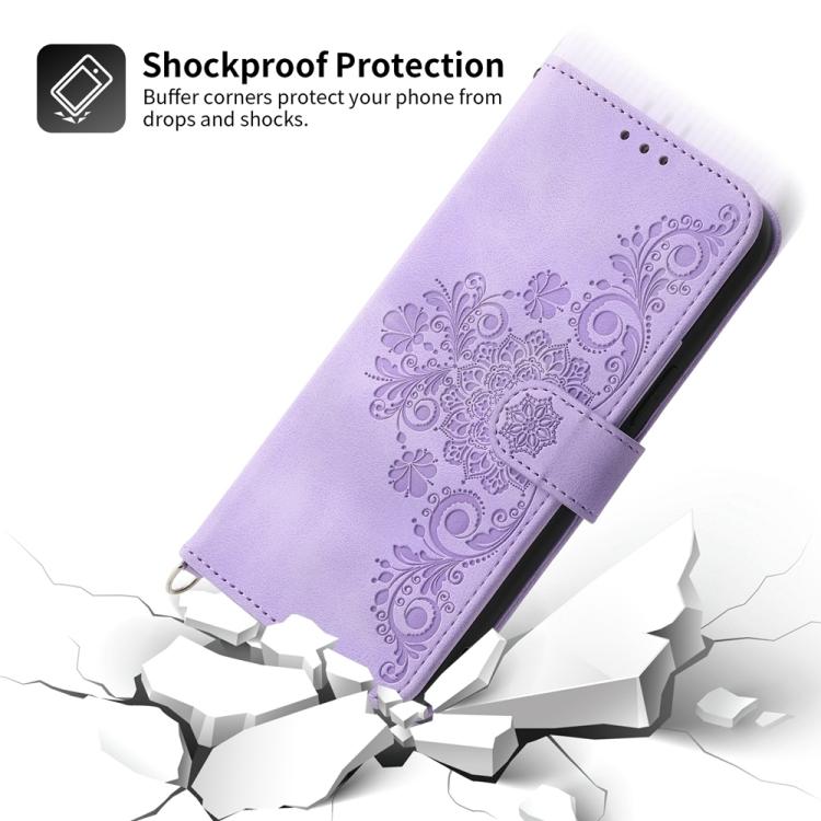 Funda de piel con relieve floral para Huawei Nova 14 Ultra (morado)