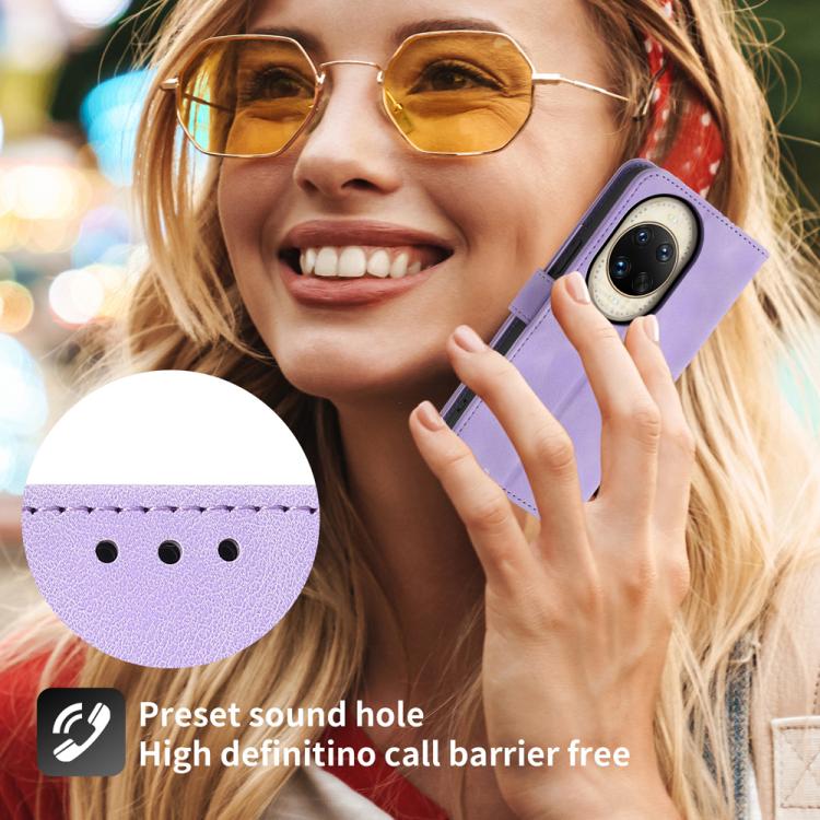 Funda de piel con relieve floral para Huawei Nova 14 Ultra (morado)