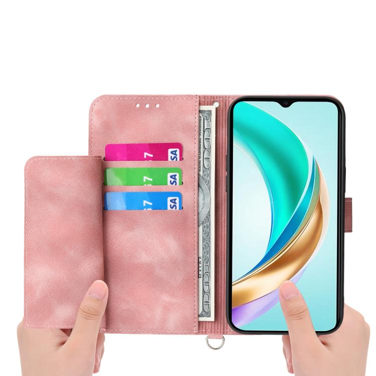 Funda de piel con relieve floral para Huawei nova 14 Ultra (rosa)