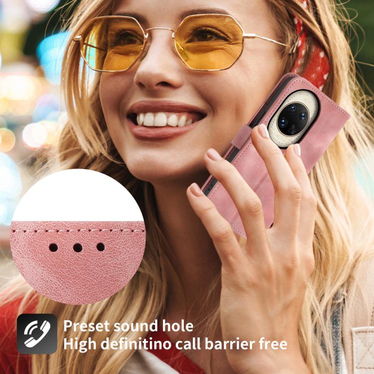 Funda de piel con relieve floral para Huawei nova 14 Ultra (rosa)