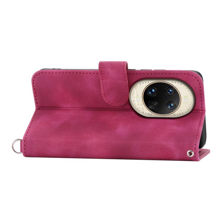 Funda de piel con relieve floral para Huawei Nova 14 Ultra (rojo vino)