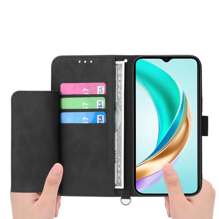 Funda de cuero con relieve floral para Huawei nova 14 Ultra (negro)