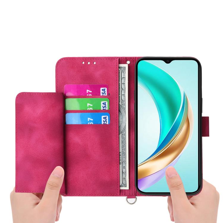 Funda de cuero con relieve floral para Huawei Nova 14 Pro (rojo vino)