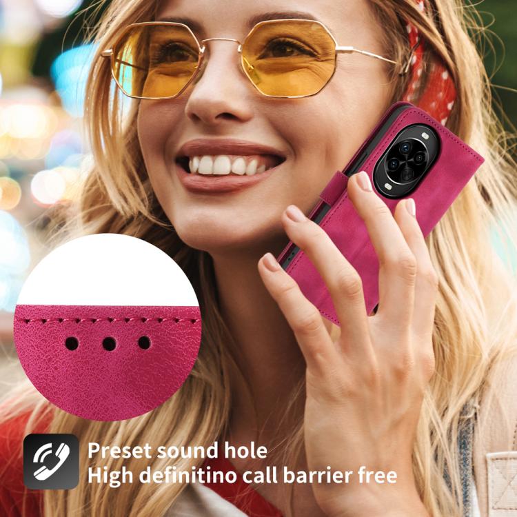 Funda de cuero con relieve floral para Huawei Nova 14 Pro (rojo vino)
