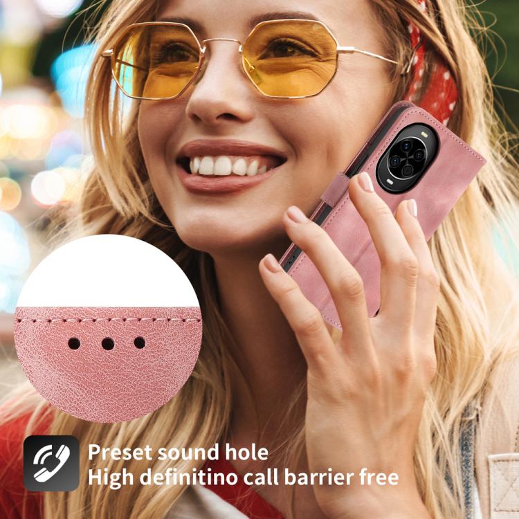 Funda de cuero con relieve floral para Huawei Nova 14 (rosa)