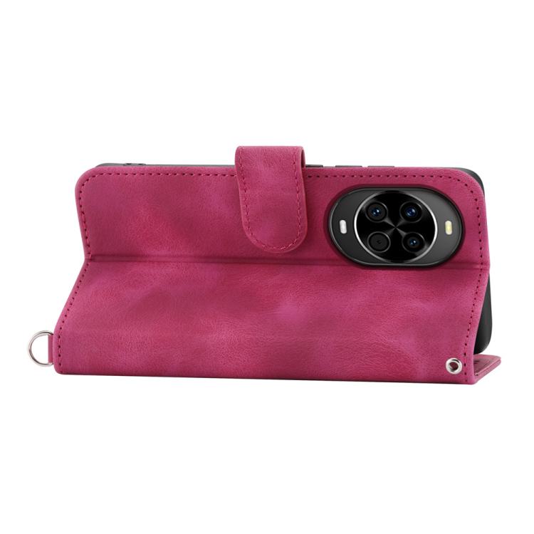 Funda de piel con relieve floral para Huawei Nova 14 (rojo vino)
