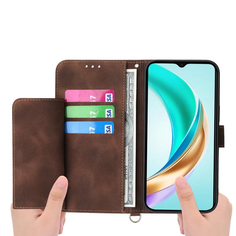 Funda de cuero con relieve de flores para Huawei Nova 14 (marrón)