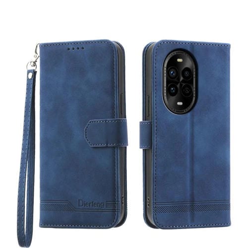 Funda híbrida de Cuero PU y TPU Dierfeng Dream Line para Huawei Nova 13 Pro (Azul)