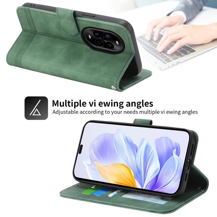 Funda Teléfono Híbrida Cuero Pu y TPU Dierfeng Dream Line para Huawei Nova 13 Pro (Verde)