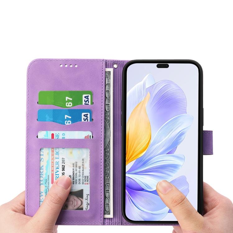 Funda híbrida de Cuero PU y TPU Dierfeng Dream Line para Huawei Nova 13 Pro (Morada)
