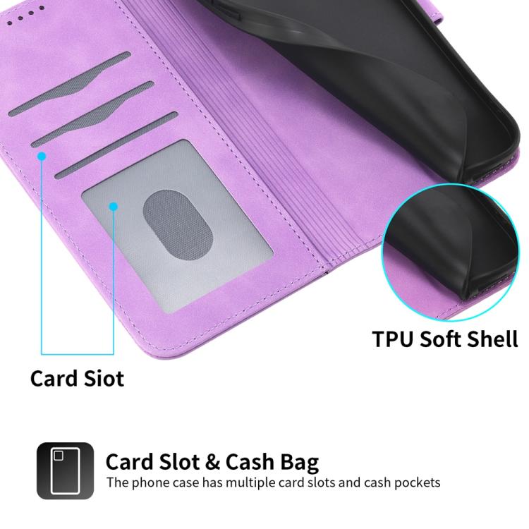 Funda híbrida de Cuero PU y TPU Dierfeng Dream Line para Huawei Nova 13 Pro (Morada)