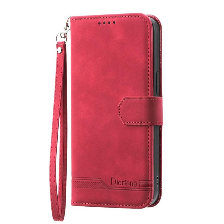 Funda híbrida de TPU y cuero sintético Dierfeng Dream Line para Huawei nova 14 Pro (roja)