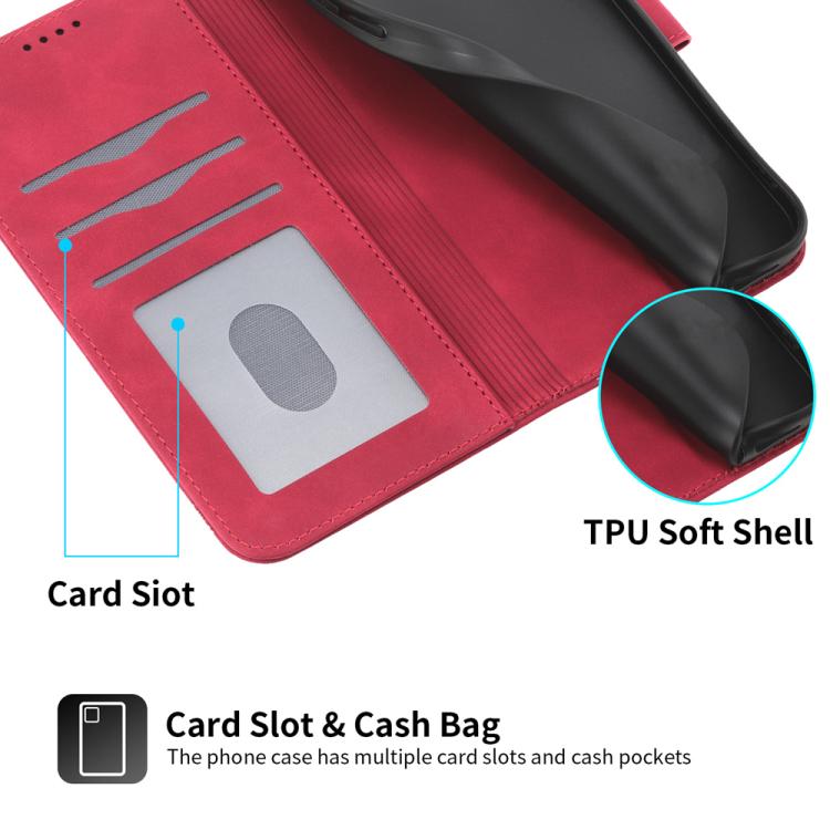 Funda híbrida de TPU y cuero sintético Dierfeng Dream Line para Huawei nova 14 Pro (roja)