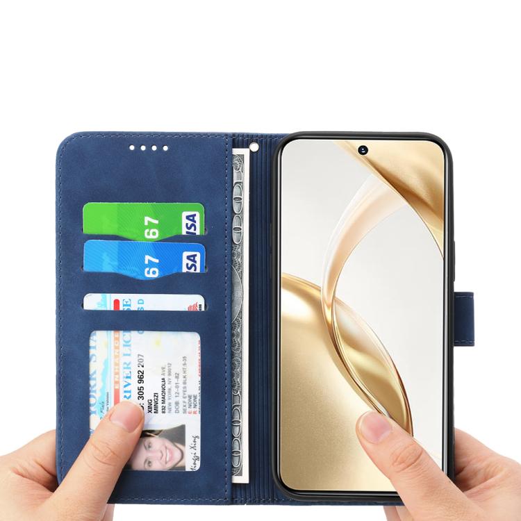 Funda híbrida de TPU y cuero sintético Dierfeng Dream Line para Huawei nova 14 Pro (azul)