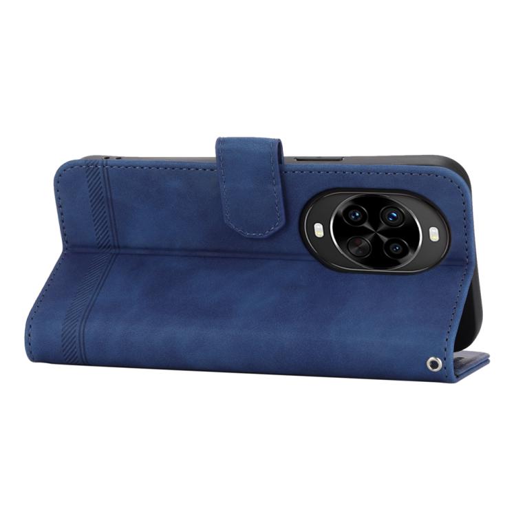 Funda híbrida de TPU y cuero sintético Dierfeng Dream Line para Huawei nova 14 Pro (azul)