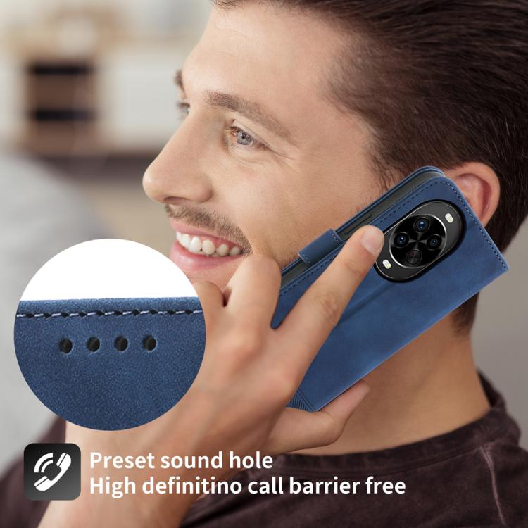 Funda híbrida de TPU y cuero sintético Dierfeng Dream Line para Huawei nova 14 Pro (azul)