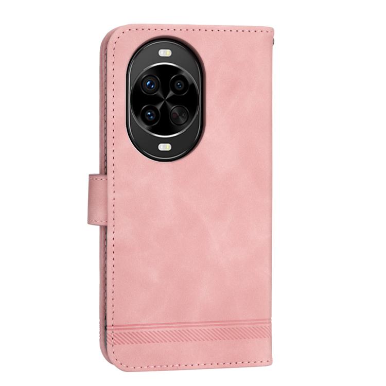 Funda híbrida de TPU y cuero sintético Dierfeng Dream Line para Huawei nova 14 Pro (rosa)