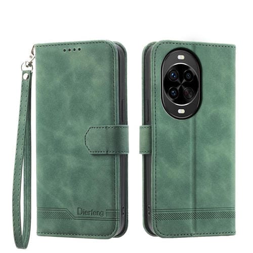 Para Huawei Nova 14 Pro Dierfeng Dream Line TPU Funda híbrida de cuero PU para teléfono (verde)
