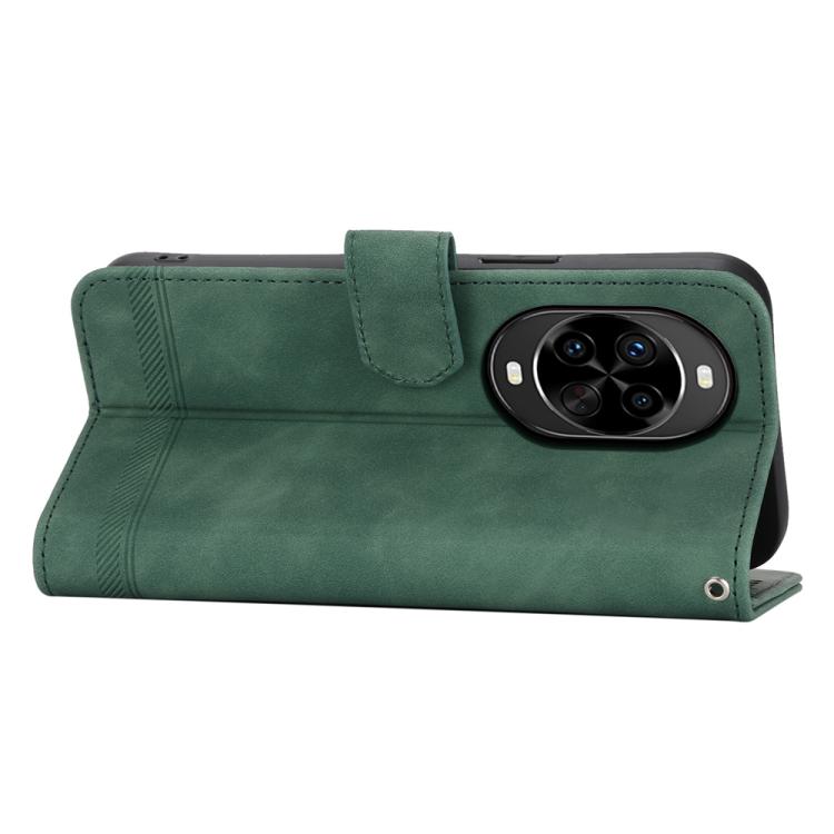 Para Huawei Nova 14 Pro Dierfeng Dream Line TPU Funda híbrida de cuero PU para teléfono (verde)
