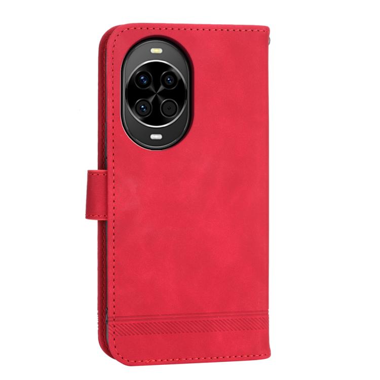 Funda híbrida de TPU y cuero sintético Dierfeng Dream Line para Huawei nova 14 (roja)