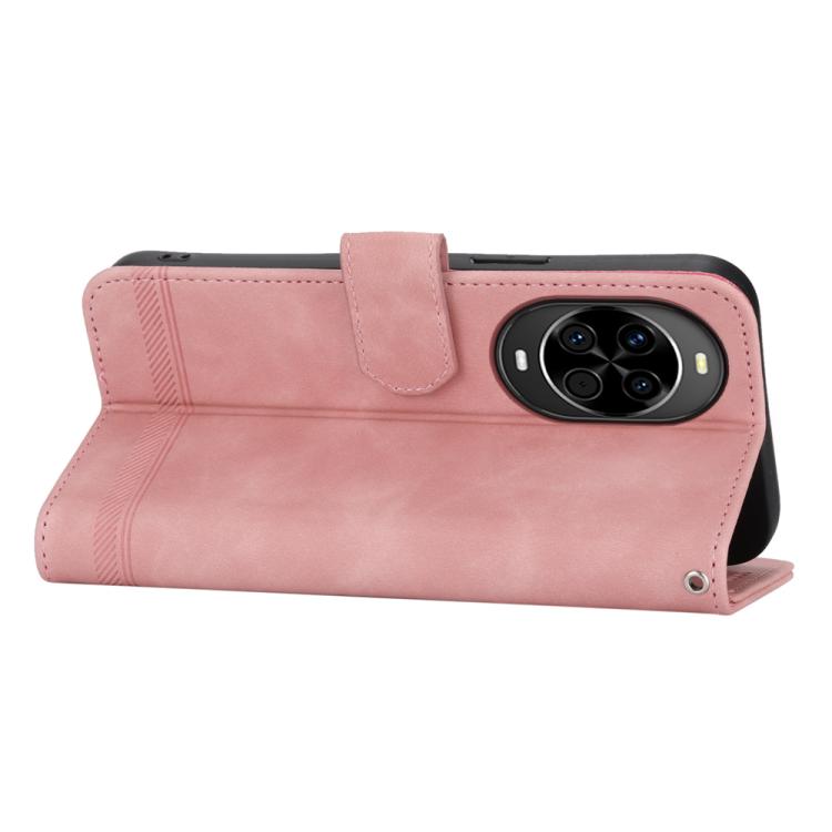 Funda híbrida de TPU y cuero sintético Dierfeng Dream Line para Huawei nova 14 (rosa)
