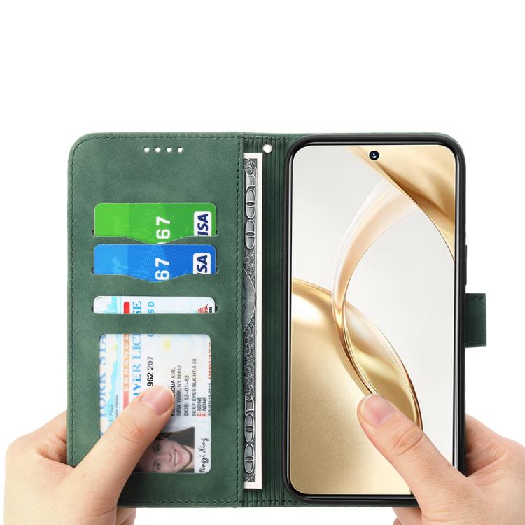 Funda híbrida de TPU y cuero sintético Dierfeng Dream Line para Huawei nova 14 (verde)