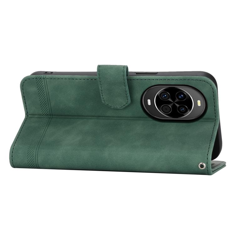 Funda híbrida de TPU y cuero sintético Dierfeng Dream Line para Huawei nova 14 (verde)