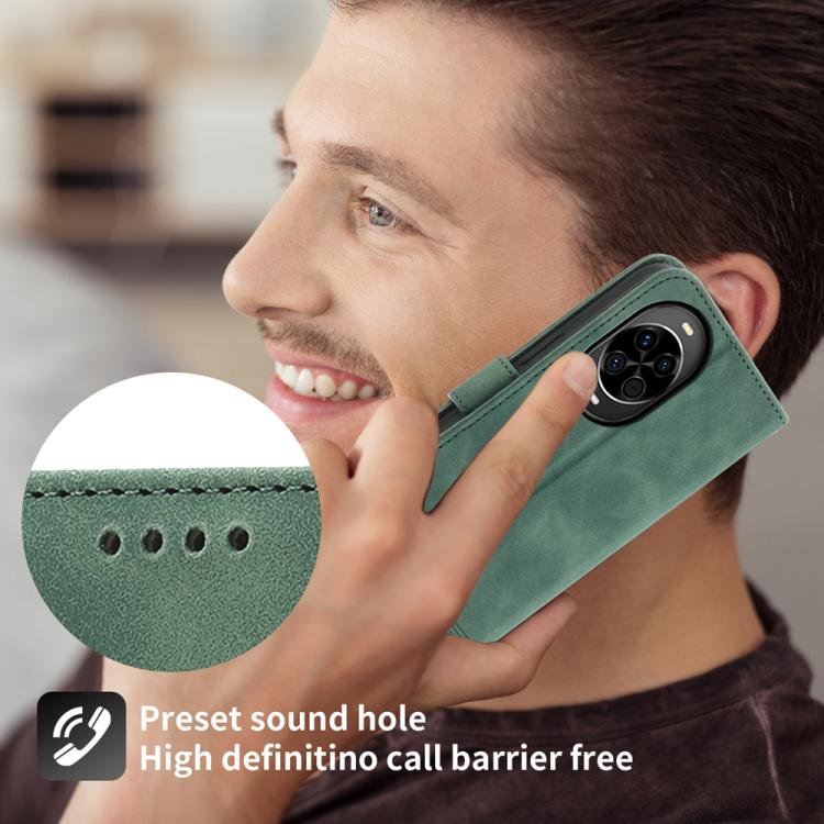 Funda híbrida de TPU y cuero sintético Dierfeng Dream Line para Huawei nova 14 (verde)