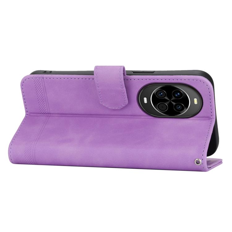 Funda híbrida de TPU y cuero sintético Dierfeng Dream Line para Huawei Nova 14 (morado)