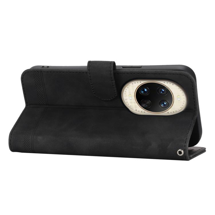 Funda híbrida de TPU y cuero sintético Dierfeng Dream Line para Huawei nova 14 Ultra (negra)