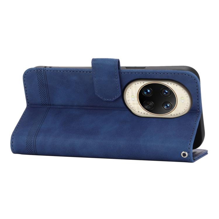 Funda híbrida de TPU y cuero sintético Dierfeng Dream Line para Huawei nova 14 Ultra (azul)