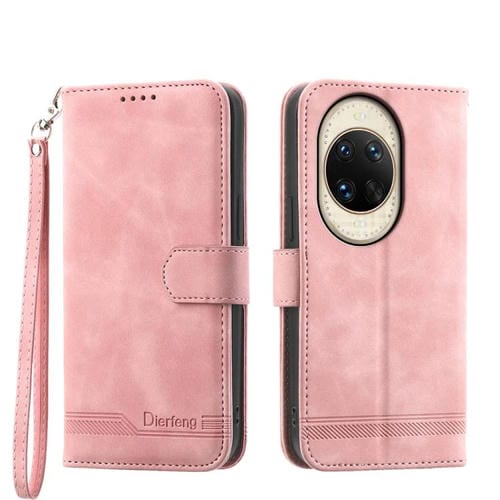 Funda híbrida de TPU y cuero sintético Dierfeng Dream Line para Huawei nova 14 Ultra (rosa)
