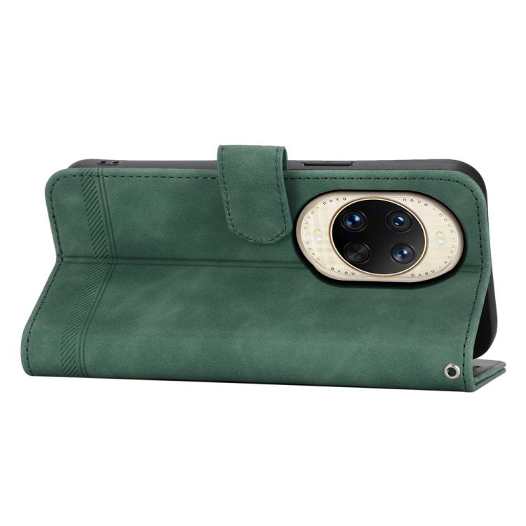 Funda híbrida de TPU y cuero sintético Dierfeng Dream Line para Huawei nova 14 Ultra (verde)
