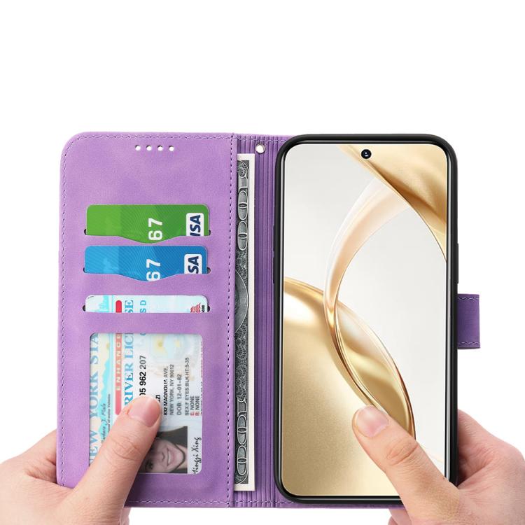 Funda híbrida de TPU y cuero sintético Dierfeng Dream Line para Huawei nova 14 Ultra (morado)
