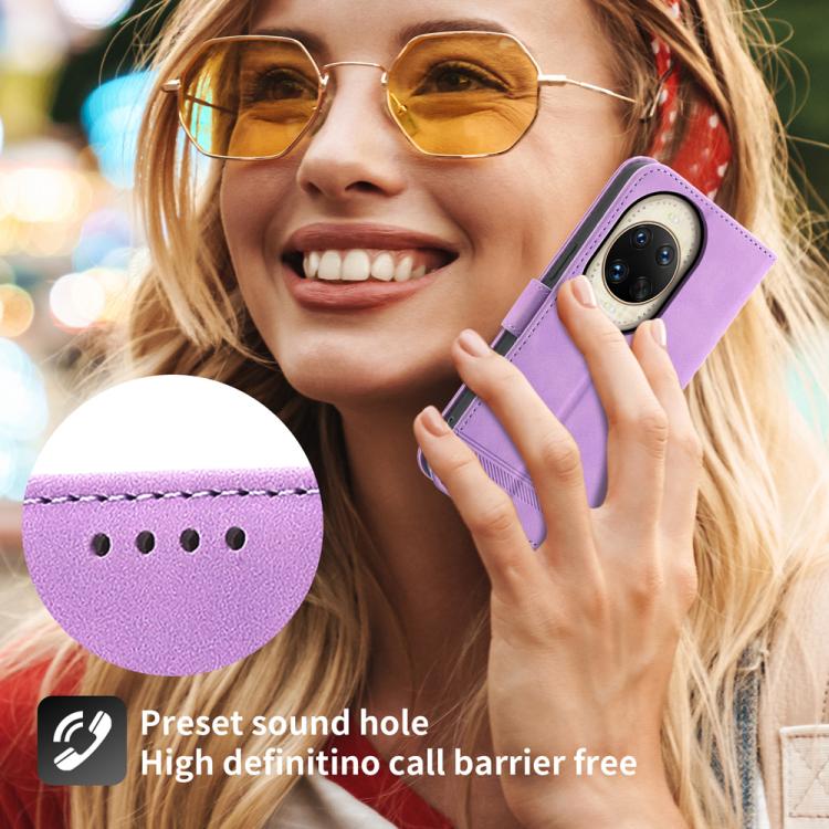 Funda híbrida de TPU y cuero sintético Dierfeng Dream Line para Huawei nova 14 Ultra (morado)