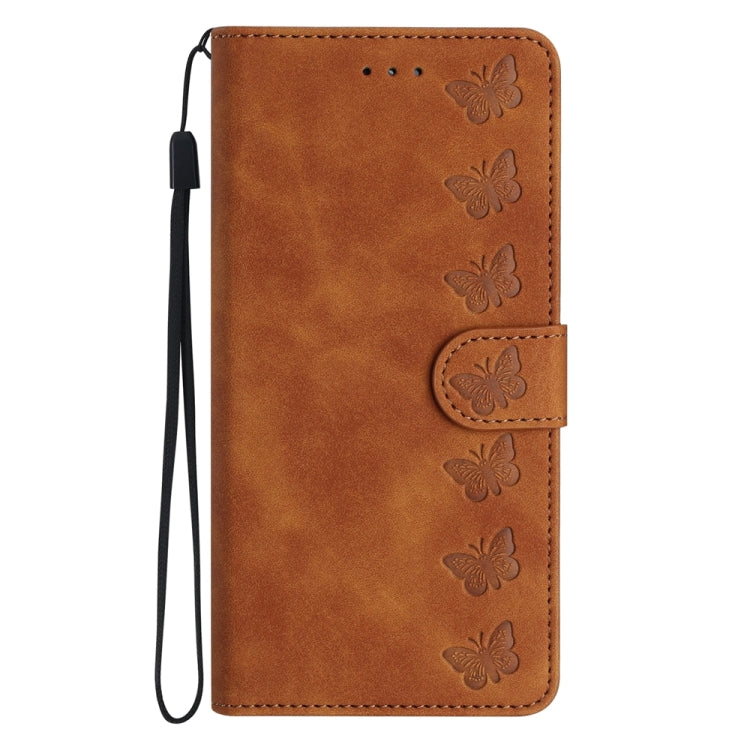 Caja de Teléfono para Samsung Galaxy A02S 164mm Seven Butterflies Cuero En Relieve (Marrón)