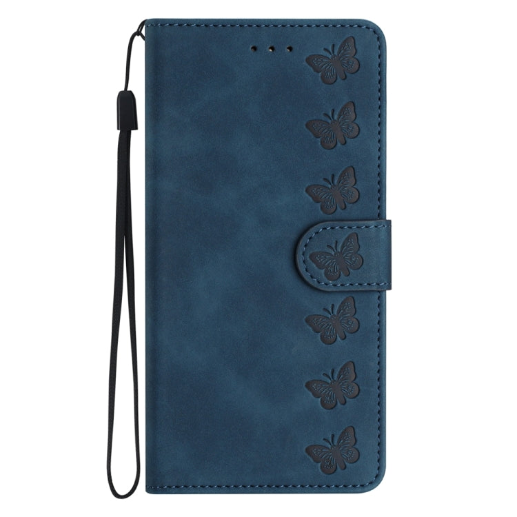 Caja de Teléfono para Samsung Galaxy A23 5G Seven Butterflies Cuero En Relieve (Azul)