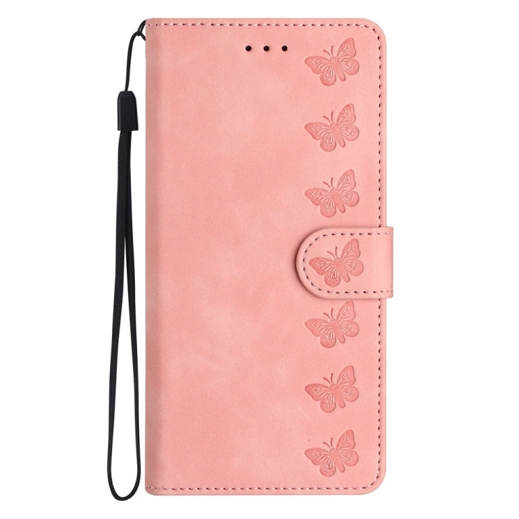 Caja de teléfono de cuero para Samsung Galaxy Note10 Seven Butterflies en relieve (Rosa)