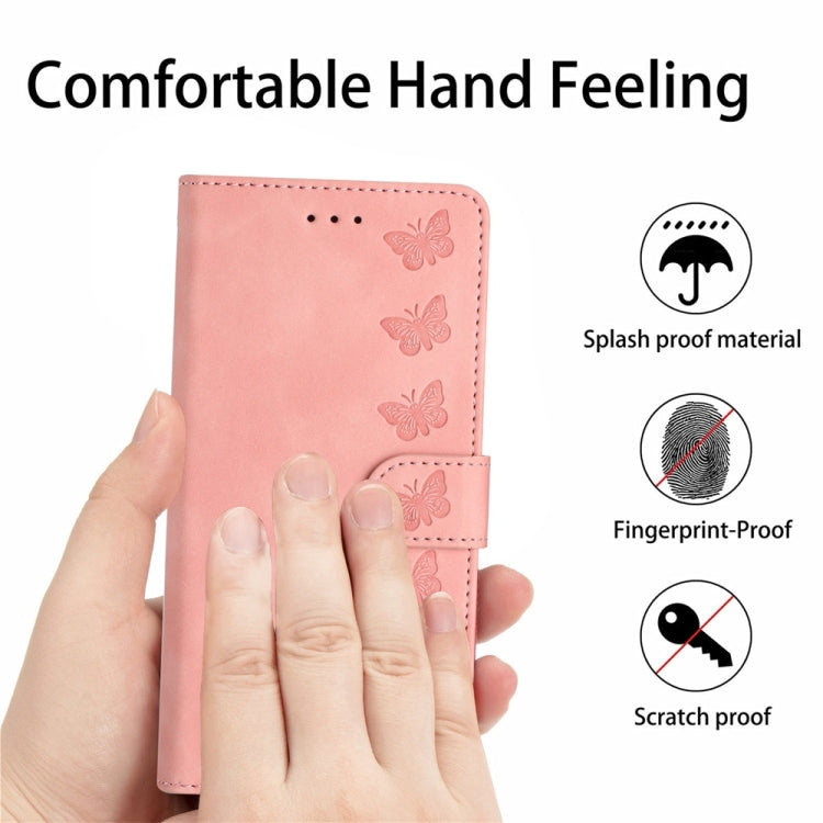 Caja de teléfono de cuero para Samsung Galaxy Note10 Seven Butterflies en relieve (Rosa)