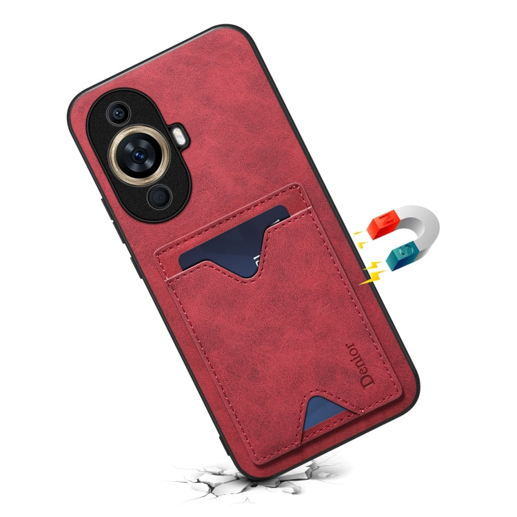 Funda para Huawei Nova 11 Pro y 11 Ultra Denior PU Contraportada con Ranura para Tarjeta (Rojo)